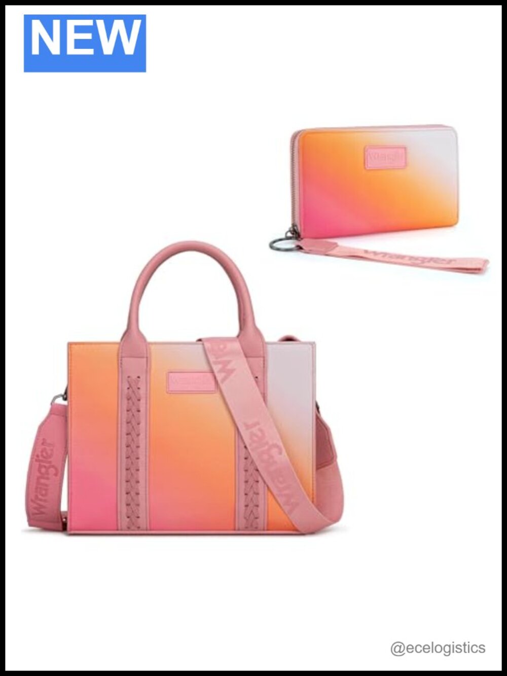 Western Gradient Tote with Wristlet Wallet Set - Polyester, Upgraded Hardware